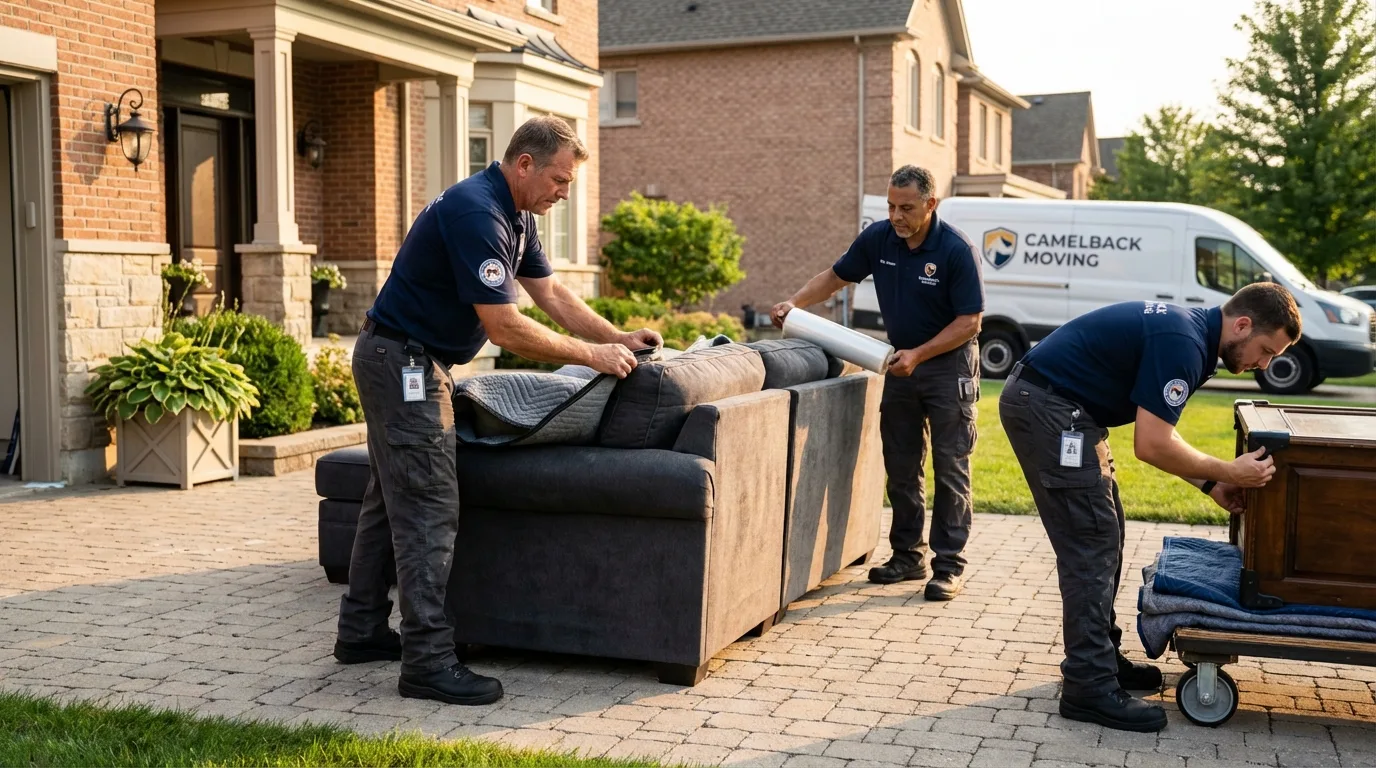 Large estate moving crew wrapping furniture in Bowling Green, FL